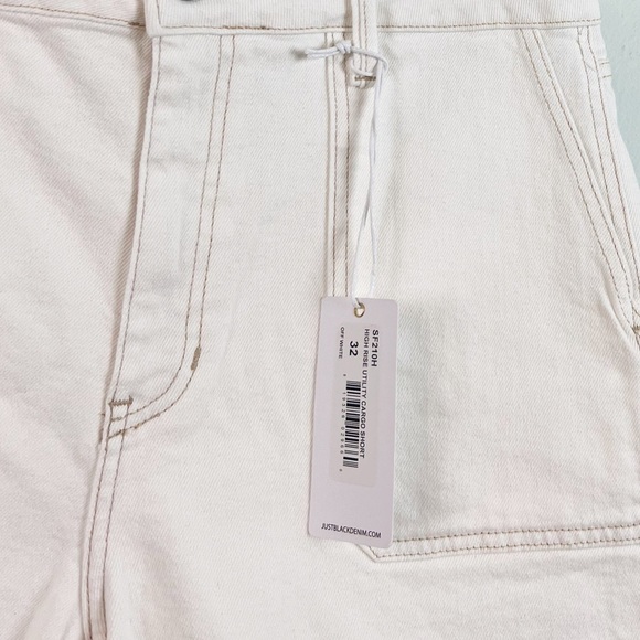 NWT Just Black High Rise Utility Cargo Shorts In Cream - Picture 8 of 8